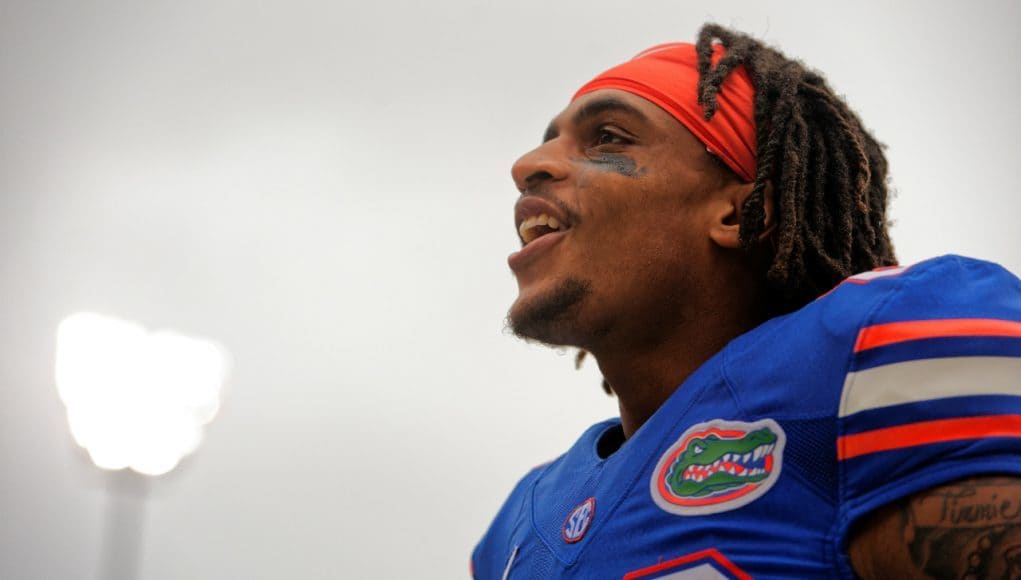 University of Florida receiver Tyrie Cleveland before the Florida Gators game against the Missouri Tigers- Florida Gators football- 1280x854