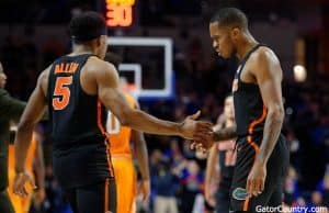 Florida Gators basketball guard KeVaughn Allen and Kasey Hill against Tennessee- 1280x853