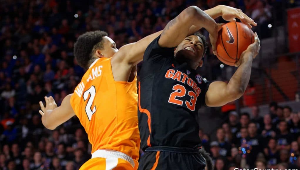 Florida Gators basketball player Justin Leon scores against Tennessee- 1280x852