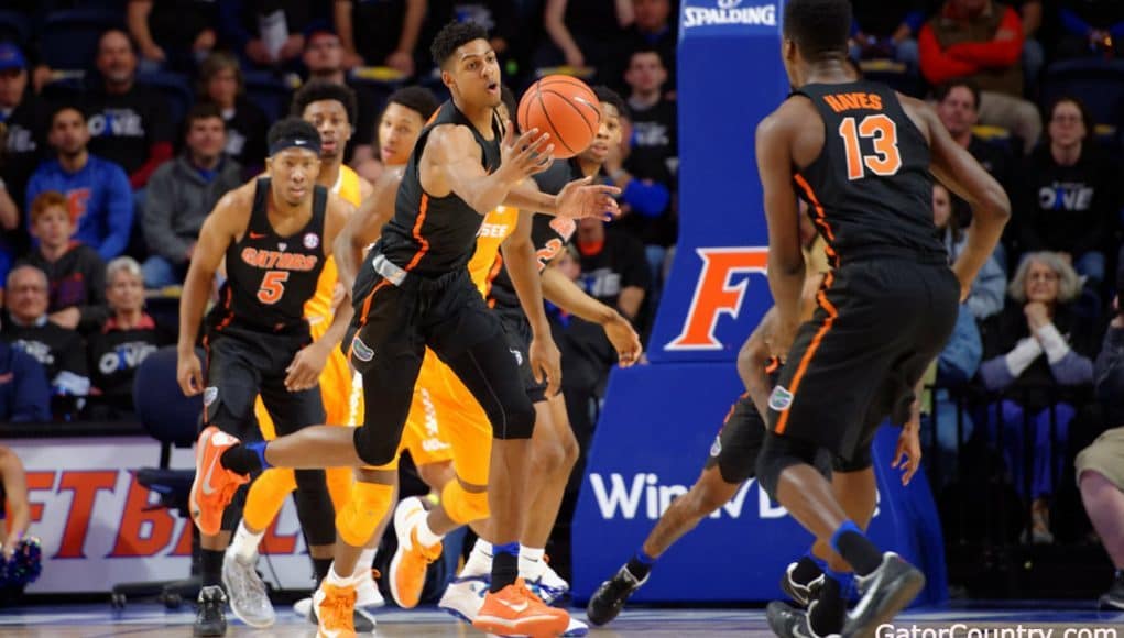 Florida Gators basketball players Devin Robinson and Kevarrius Hayes- 1280x853