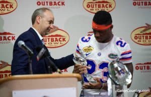 Florida Gators defensive back Chauncey Gardner with his Outback Bowl MVP trophy-1280x855
