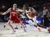 Jan 3, 2017; Gainesville, FL, USA; Mississippi Rebels guard Donte Fitzpatrick-Dorsey (0) defends Florida Gators guard Kasey Hill (0) in the first half at Exactech Arena at the Stephen C. O'Connell Center. Mandatory Credit: Logan Bowles-USA TODAY Sports