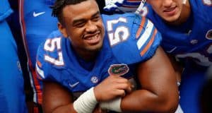 University of Florida defensive tackle Caleb Brantley celebrates a win over South Carolina in 2016- Florida Gators football- 1280x852