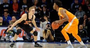 University of Florida forward Canyon Barry defends against Tennessee- Florida Gators basketball- 1280x852