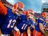 University of Florida freshmen quarterbacks Feleipe Franks (13) and Kyle Trask (11) run out onto the field to take on North Texas- Florida Gators football- 1280x855