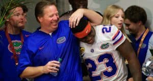University of Florida head coach Jim McElwain and defensive back Chauncey Gardner share a moment after the Outback Bowl- Florida Gators- 1280x854