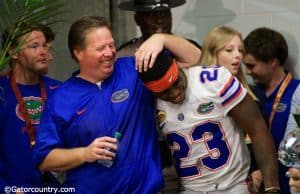 University of Florida head coach Jim McElwain and defensive back Chauncey Gardner share a moment after the Outback Bowl- Florida Gators- 1280x854