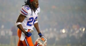 University of Florida safety Marcell Harris runs onto the field before the Gators game against FSU- Florida Gators football- 1280x852