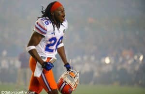 University of Florida safety Marcell Harris runs onto the field before the Gators game against FSU- Florida Gators football- 1280x852