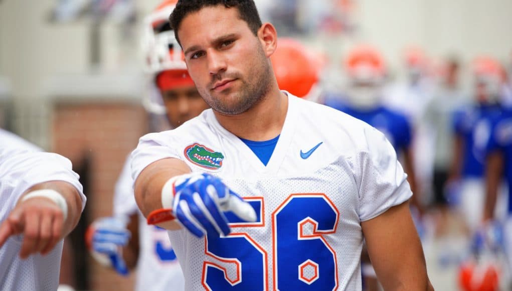 University of Florida walk on linebacker Christian Garcia walks out to the first spring football practice of the 2016 season- Florida Gators football- 1280x854