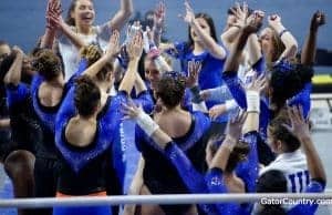 Florida Gators gymnastics team celebrates a win- 1280x853