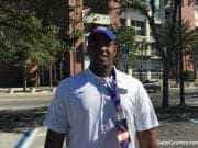OL William Barnes enjoyed his first meeting with new Florida Gators OL coach Brad Davis 1280-960