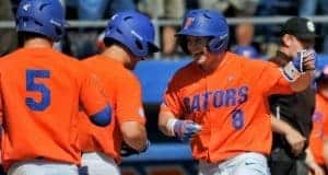 University of Florida infielder Deacon Liput celebrates after a three-run home run against William & Mary- Florida Gators baseball 1280x850