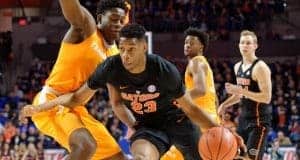 University of Florida forward Justin Leon drives to the basket against Tennessee- Florida Gators basketball- 1280x852