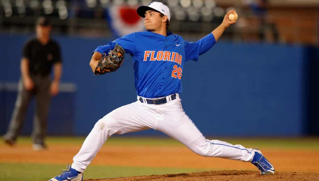 University of Florida pitcher/outfielder Nick Horvath throws against FGCU in 2016- Florida Gators baseball- 1280x852
