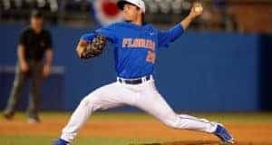 University of Florida pitcher/outfielder Nick Horvath throws against FGCU in 2016- Florida Gators baseball- 1280x852