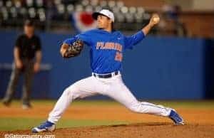University of Florida pitcher/outfielder Nick Horvath throws against FGCU in 2016- Florida Gators baseball- 1280x852