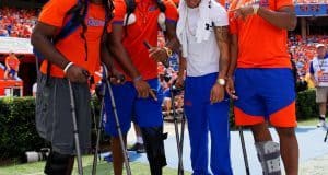 University of Florida players Dre Massey, Antonio Riles, C.J. McWilliams and Quincy Lenton watch the Gators play Kentucky- Florida Gators football- 1280x1280