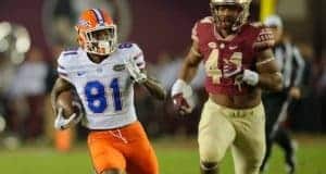 University of Florida receiver Antonio Callaway catches a pass against the FSU Seminoles in 2016- Florida Gators football- 1280x852