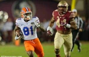 University of Florida receiver Antonio Callaway catches a pass against the FSU Seminoles in 2016- Florida Gators football- 1280x852