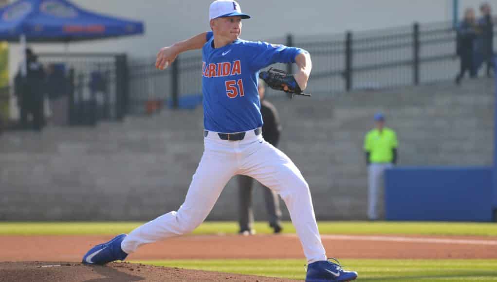 University of Florida sophomore Brady Singer pitches against William & Mary- Florida Gators baseball- 1280x850