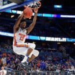 Florida Gators baskeball player Kevarious Hayes dunks against ETSU- 1280x853