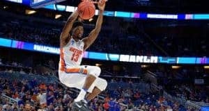 Florida Gators baskeball player Kevarious Hayes dunks against ETSU- 1280x853