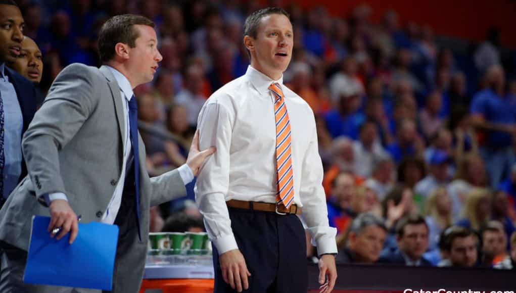 Florida Gators basketball coach Mike White coaches the Gators in 2017- 1280x853