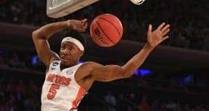 Florida Gators basketball guard KeVaughn Allen dunks against Wisconsin- 1280x854