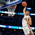 Florida Gators basketball player Devin Robinson dunks against ETSU- 1280x853
