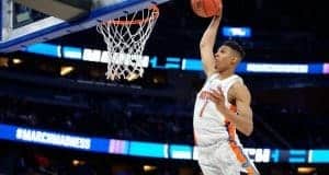 Florida Gators basketball player Devin Robinson dunks against ETSU- 1280x853