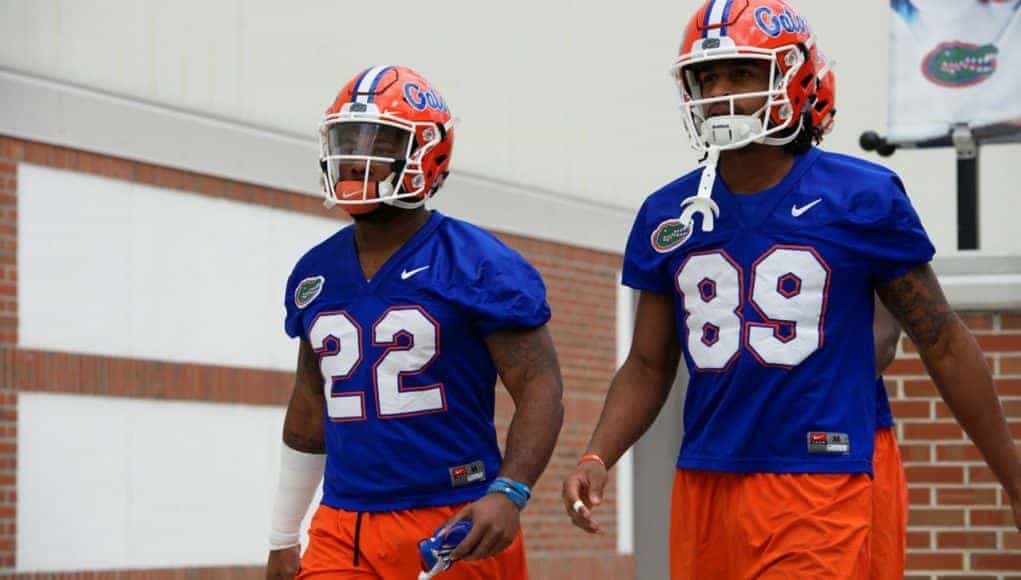 Florida Gators running back Lamical Perine and receiver Tyrie Cleveland- 1280x855