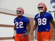 Florida Gators running back Lamical Perine and receiver Tyrie Cleveland- 1280x855