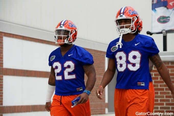 Florida Gators running back Lamical Perine and receiver Tyrie Cleveland- 1280x855