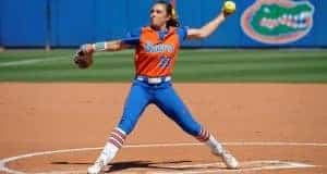 Florida Gators softball moves to WCWS finals Florida Gators softball pitcher Delanie Gourley pitches in 2017- 1280x853