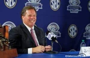 Jim McElwain talks to the media before the SEC Championship game against Alabama in 2016- Florida Gators football- 1280x853