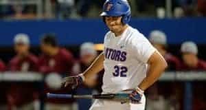 University of Florida Gators outfielder Keenan Bell reacts to striking out as the Gators host and defeat the FSU Seminoles- Florida Gators baseball- 1280x852