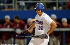 University of Florida Gators outfielder Keenan Bell reacts to striking out as the Gators host and defeat the FSU Seminoles- Florida Gators baseball- 1280x852