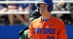 University of Florida catcher JJ Schwarz reacts to striking out against Miami- Florida Gators baseball- 1280x993