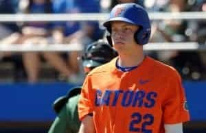 University of Florida catcher JJ Schwarz reacts to striking out against Miami- Florida Gators baseball- 1280x993