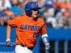 University of Florida catcher JJ Schwarz runs to first base after a single against the Miami Hurricanes- Florida Gators baseball- 1280x852