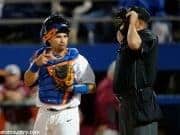 University of Florida catcher Mike Rivera looks to the dugout during the Florida Gators win over FSU- Florida Gators baseball- 1280x852