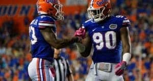 University of Florida defensive end Antonneous Clayton celebrates with defensive back Chauncey Gardner in a win over Missouri- Florida Gators football- 1280x855