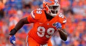 University of Florida defensive lineman Jachai Polite rushing the quarterback against the Kentucky Wildcats- Florida Gators football- 1280x852