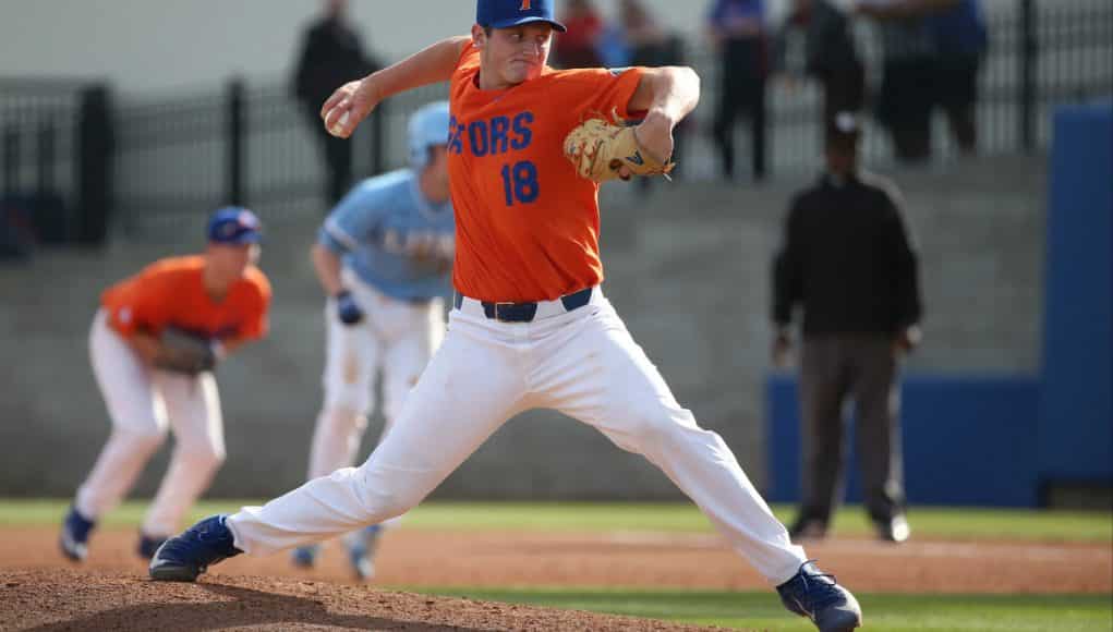 University of Florida freshman pitcher Tyler Dyson throws against Columbia University- Florida Gators baseball- 1280x845