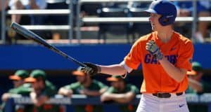 University of Florida junior Christian Hicks gets ready in-between pitches against the Miami Hurricanes- Florida Gators baseball- 1280x852