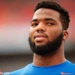 University of Florida offensive tackle Martez Ivey walks out on the field before the Florida Gators game against Ole Miss- Florida Gators football- 1280x852