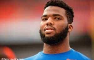 University of Florida offensive tackle Martez Ivey walks out on the field before the Florida Gators game against Ole Miss- Florida Gators football- 1280x852