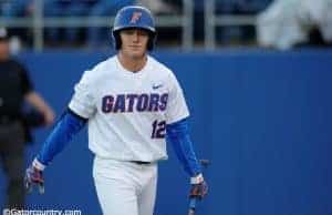 University of Florida outfielder Blake Reese walks back to the dugout after striking out against Florida State- Florida Gators baseball- 1280x852
