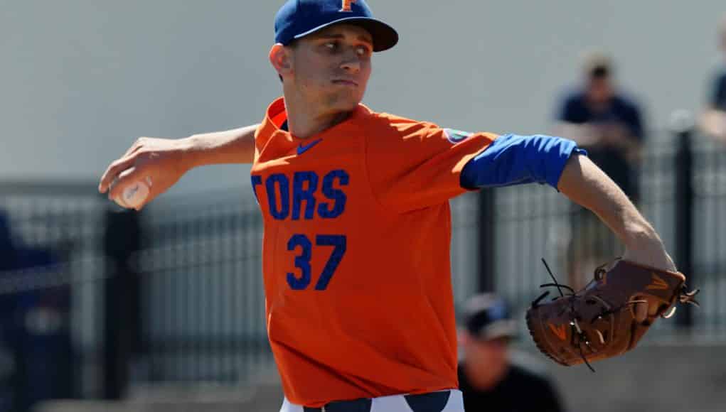 University of Florida sophomore pitcher Jackson Kowar throws against the Miami Hurricanes- Florida Gators baseball- 1280x852